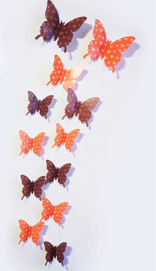Butterfly 3D Veggklistremerker - 12 Stykker | Luvikno