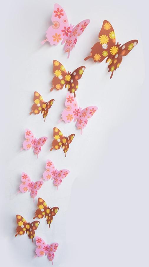 Butterfly 3D Veggklistremerker - 12 Stykker | Luvikno