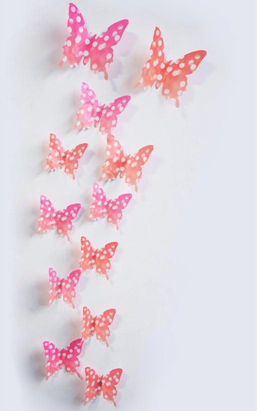 Butterfly 3D Veggklistremerker - 12 Stykker | Luvikno