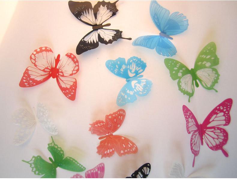 Butterfly 3D Veggklistremerker - 12 Stykker | Luvikno