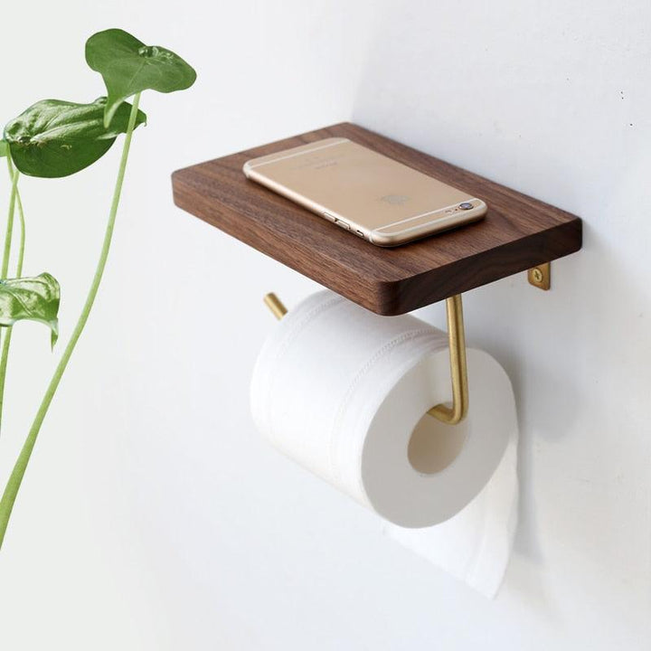 WoodNest - Stilig Tre Toalettpapirholder med Oppbevaring Luvikno