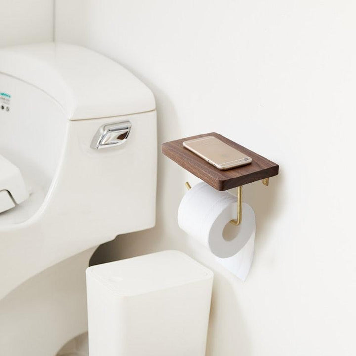 WoodNest - Stilig Tre Toalettpapirholder med Oppbevaring Luvikno