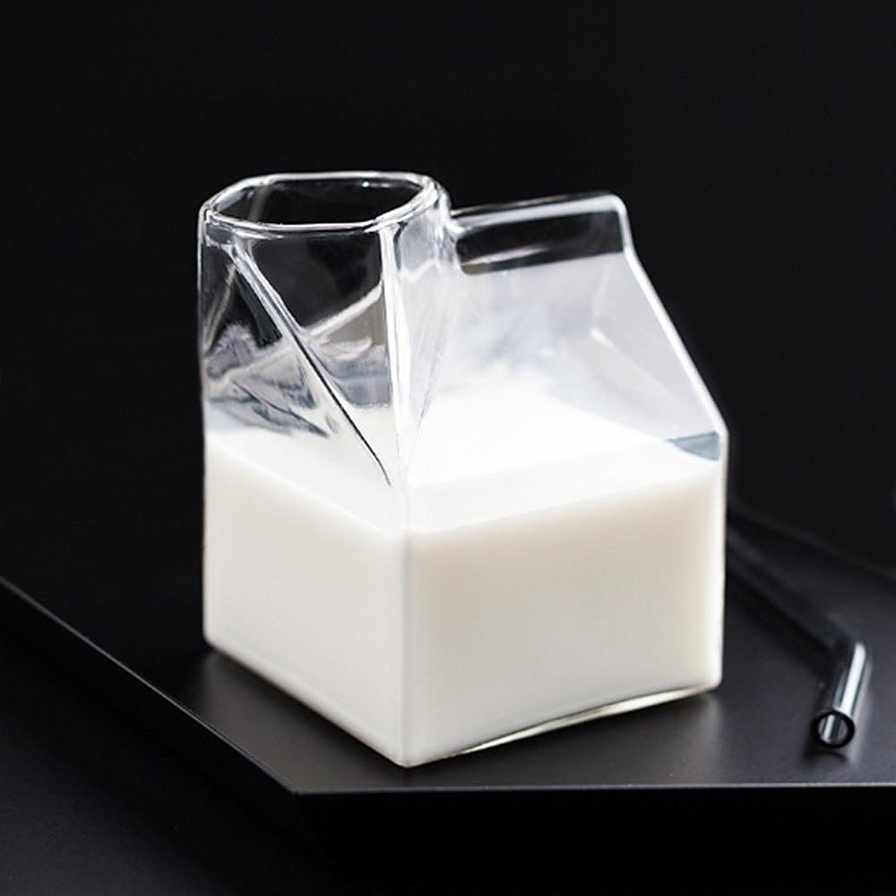 Glas Melkekartong Kanne – 350ml Moderne Borosilikatkanner | Luvikno