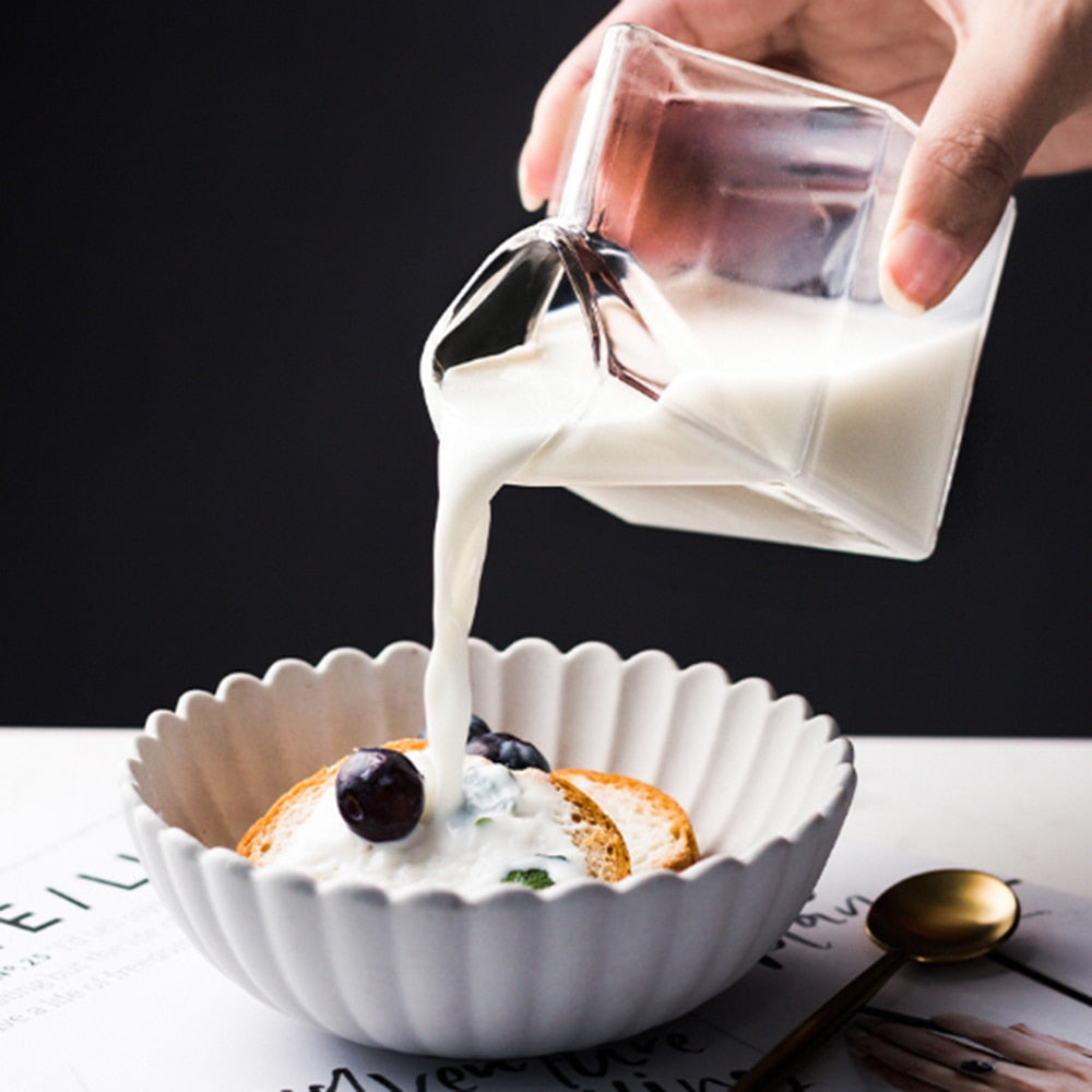 Glas Melkekartong Kanne – 350ml Moderne Borosilikatkanner | Luvikno