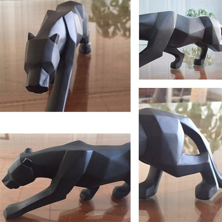 Moderne Harpiks Geometrisk Svart Panther Skulptur | Luvikno