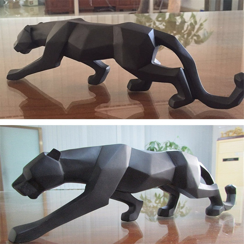 Moderne Harpiks Geometrisk Svart Panther Skulptur | Luvikno
