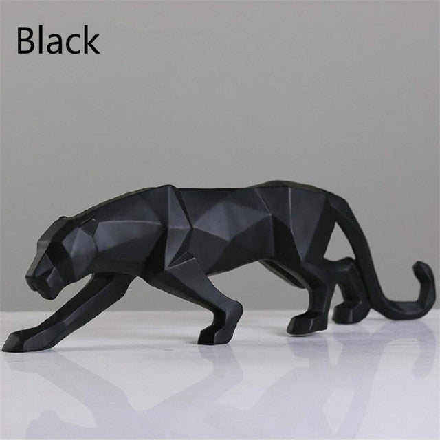 Moderne Harpiks Geometrisk Svart Panther Skulptur | Luvikno