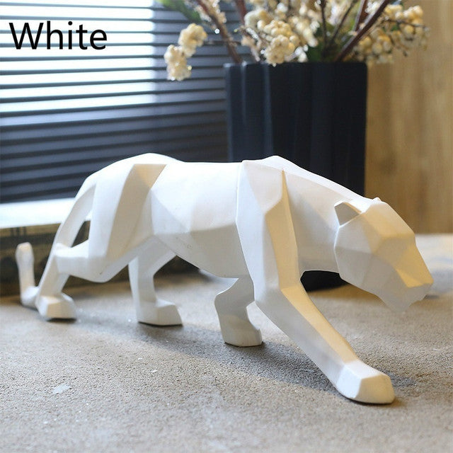 Moderne Harpiks Geometrisk Svart Panther Skulptur | Luvikno