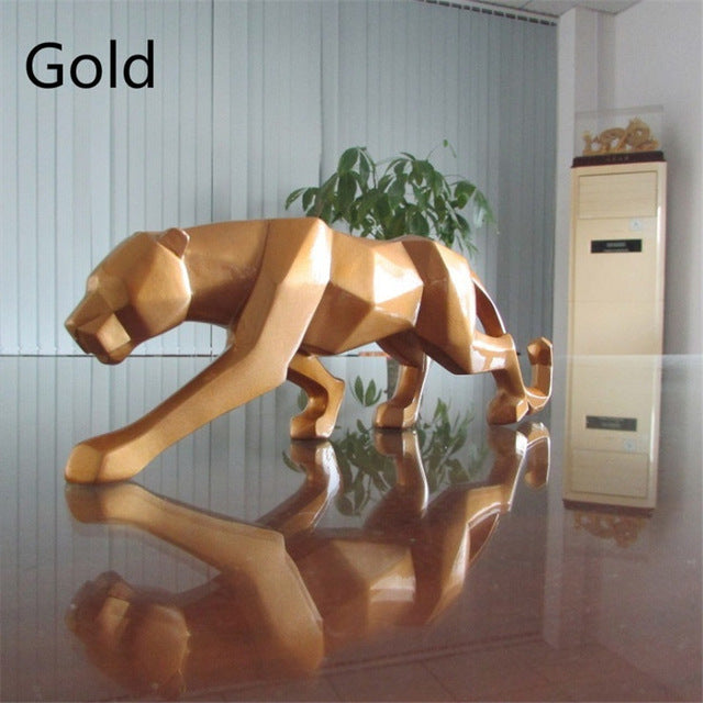 Moderne Harpiks Geometrisk Svart Panther Skulptur | Luvikno