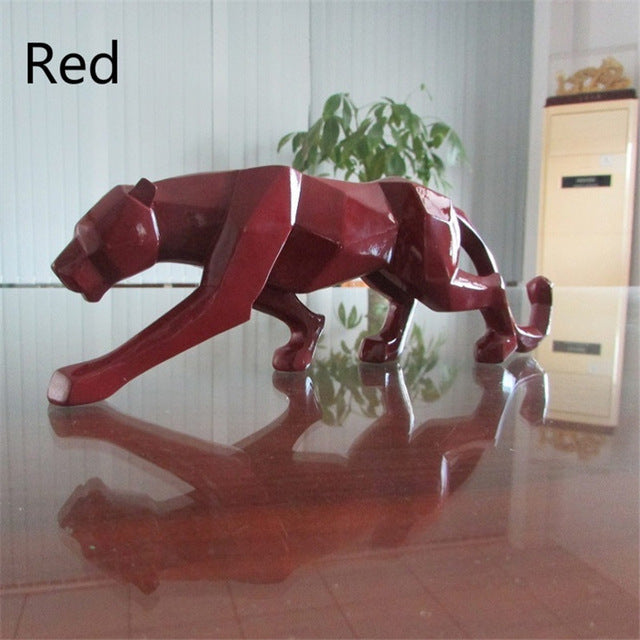 Moderne Harpiks Geometrisk Svart Panther Skulptur | Luvikno