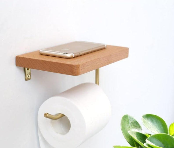 WoodNest - Stilig Tre Toalettpapirholder med Oppbevaring Luvikno