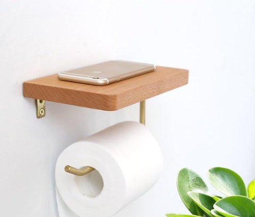WoodNest - Stilig Tre Toalettpapirholder med Oppbevaring Luvikno