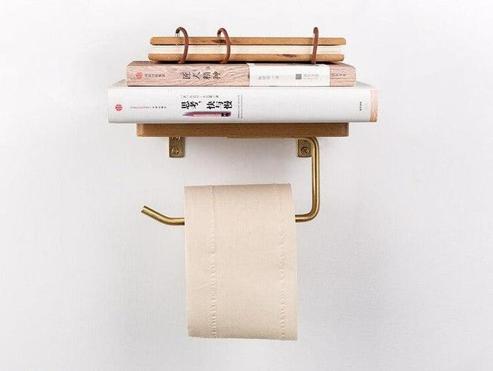 WoodNest - Stilig Tre Toalettpapirholder med Oppbevaring Luvikno
