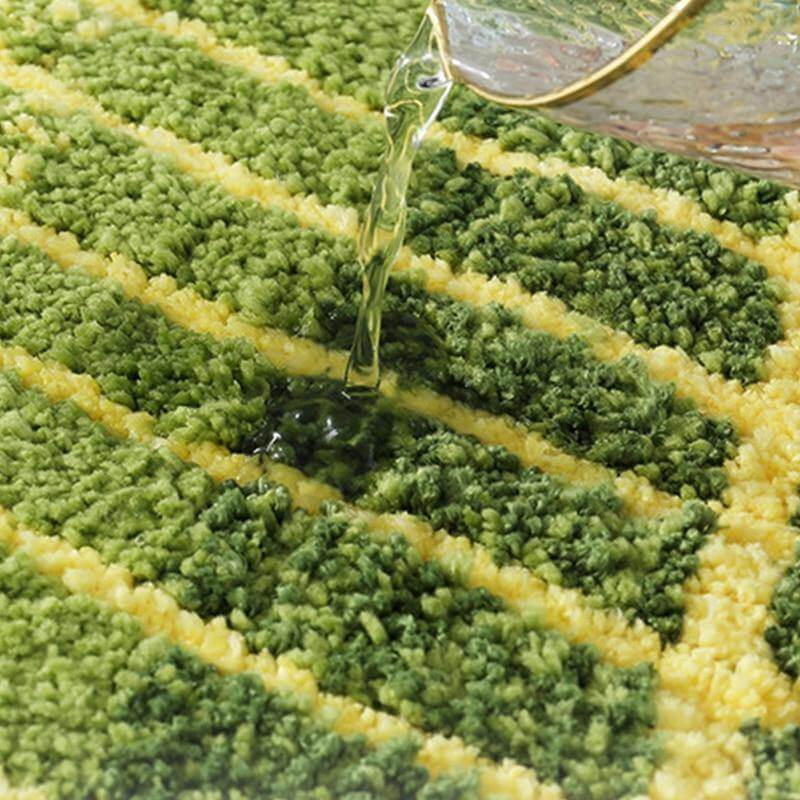 Pure Green Leaf Shape Home Rug | Luvikno