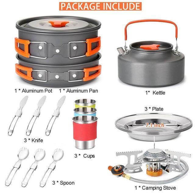 Spider X Camping Stove Set med Kjøkkenutstyr | Luvikno