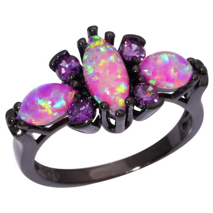 Pink Fire Opal Ameythst Ring | Luvikno
