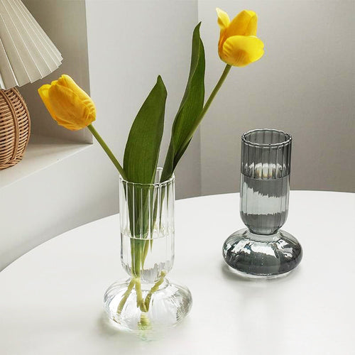 Glass Striped Cylinder Vase | Luvikno