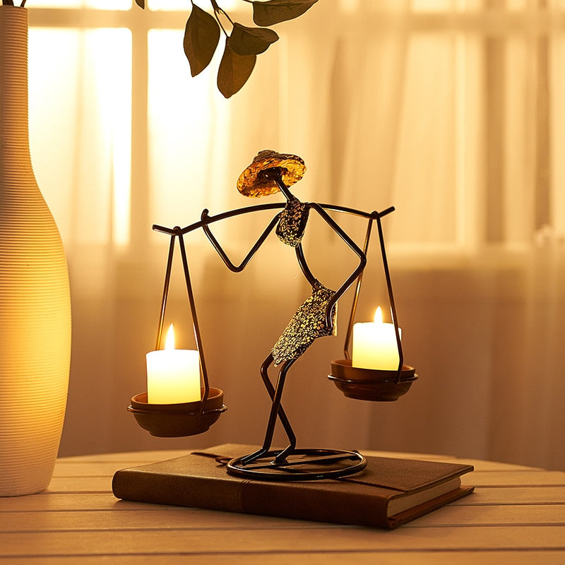 Nordic Abstract Character Metal Candle Holder | Luvikno