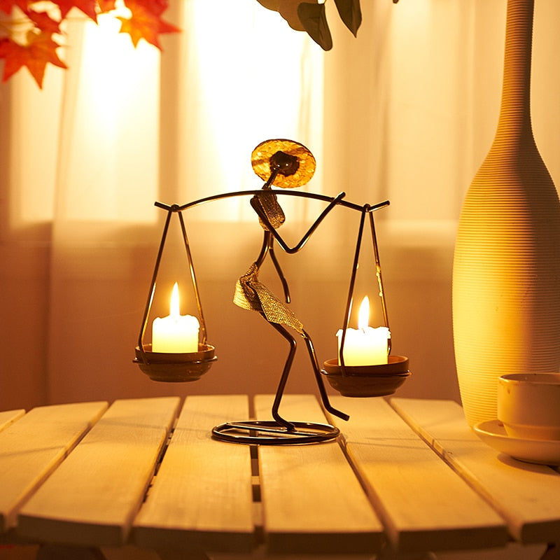 Nordic Abstract Character Metal Candle Holder | Luvikno