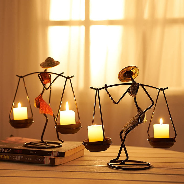 Nordic Abstract Character Metal Candle Holder | Luvikno