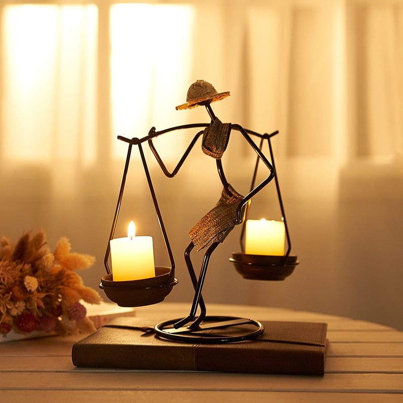 Nordic Abstract Character Metal Candle Holder | Luvikno