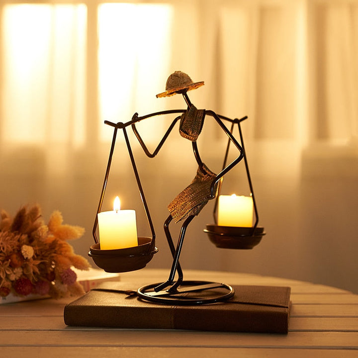 Nordic Abstract Character Metal Candle Holder | Luvikno