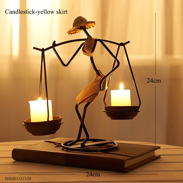Nordic Abstract Character Metal Candle Holder | Luvikno