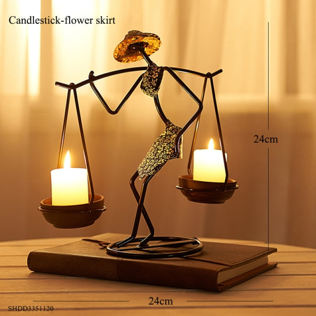 Nordic Abstract Character Metal Candle Holder | Luvikno