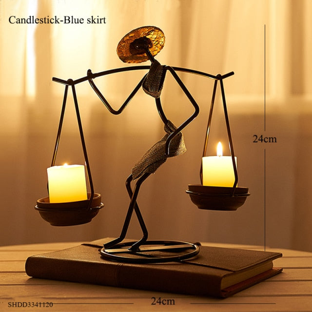 Nordic Abstract Character Metal Candle Holder | Luvikno