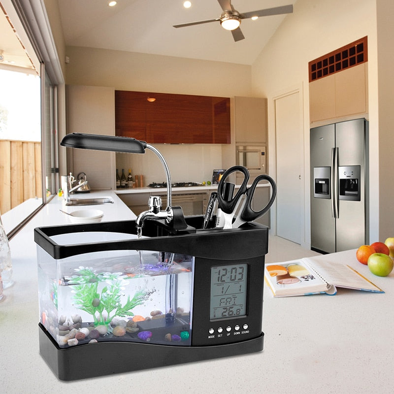 LCD Klok Mini Fiskebowling Akvarium | Luvikno