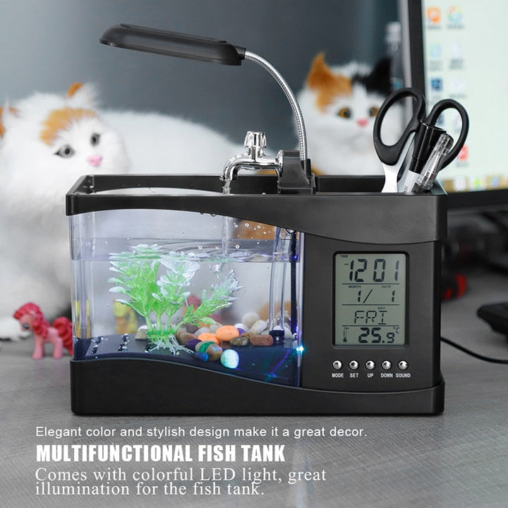 LCD Klok Mini Fiskebowling Akvarium | Luvikno