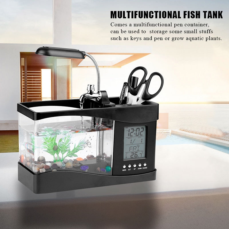 LCD Klok Mini Fiskebowling Akvarium | Luvikno