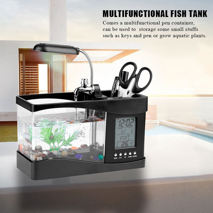 LCD Klok Mini Fiskebowling Akvarium | Luvikno