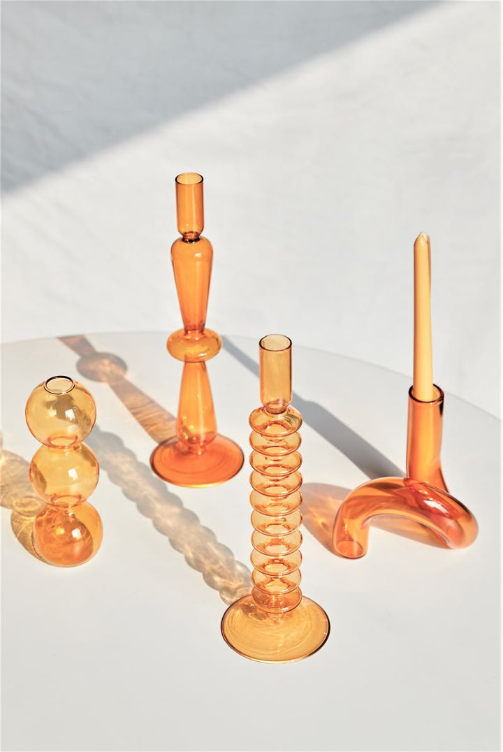 Moderne Glass Kandelaber-Orange | Luvikno