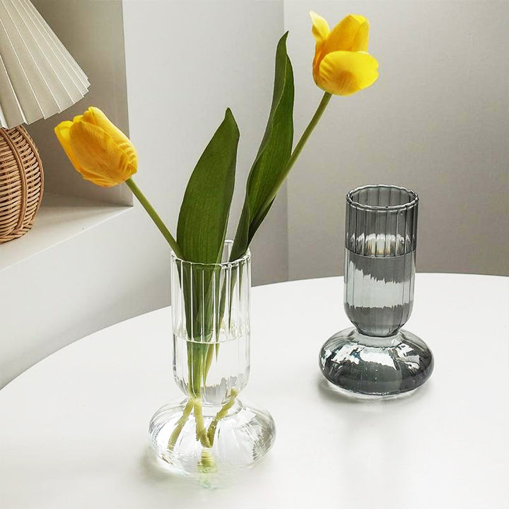 Glass Striped Cylinder Vase | Luvikno