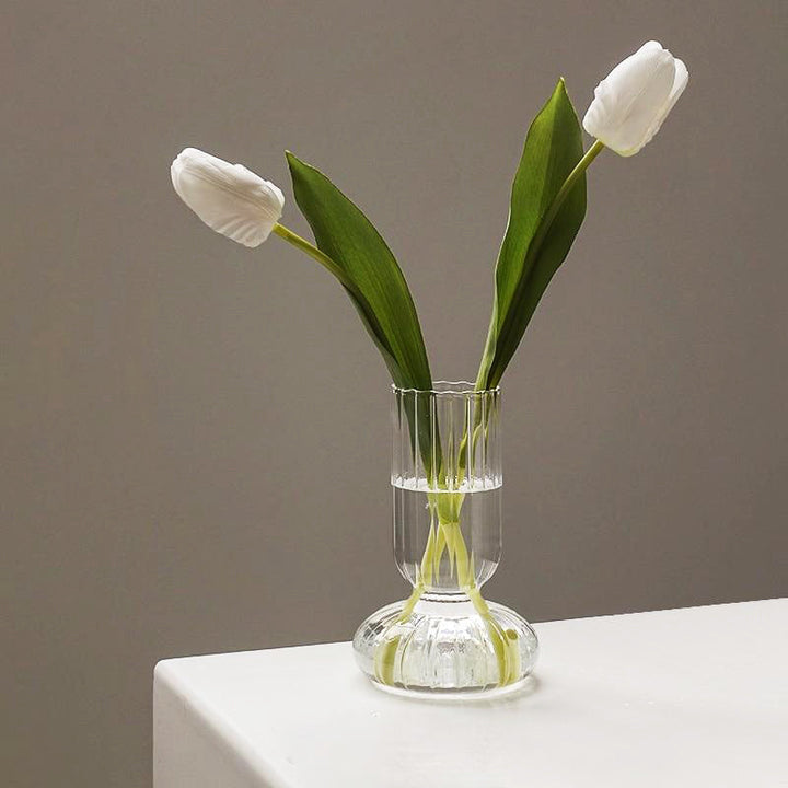 Glass Striped Cylinder Vase | Luvikno