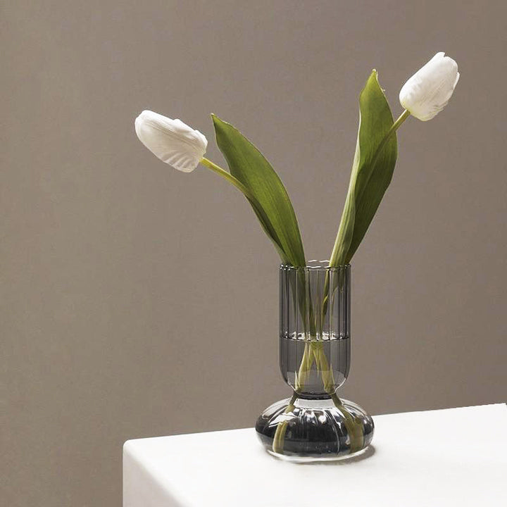 Glass Striped Cylinder Vase | Luvikno