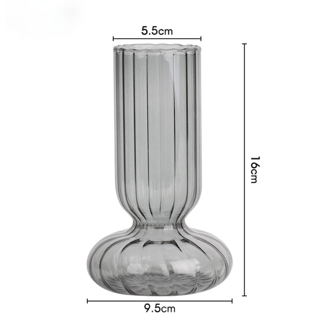 Glass Striped Cylinder Vase | Luvikno