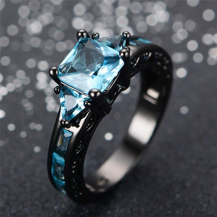 Aquamarine Edelsteinsring - 10kt Svart Gull Belagt | Luvikno