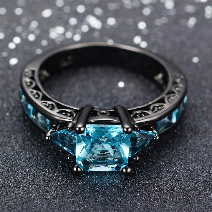 Aquamarine Edelsteinsring - 10kt Svart Gull Belagt | Luvikno