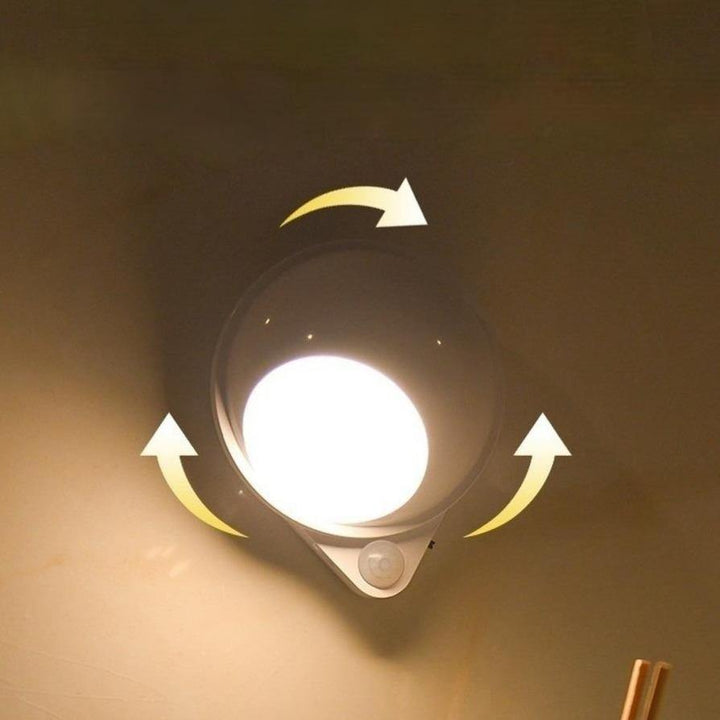 360 Grad Roterende Vanndråpe Kroppssensor Oppladbar Lampe | Luvikno