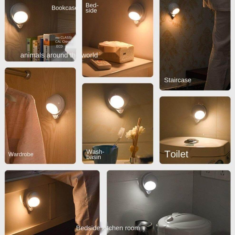 360 Grad Roterende Vanndråpe Kroppssensor Oppladbar Lampe | Luvikno