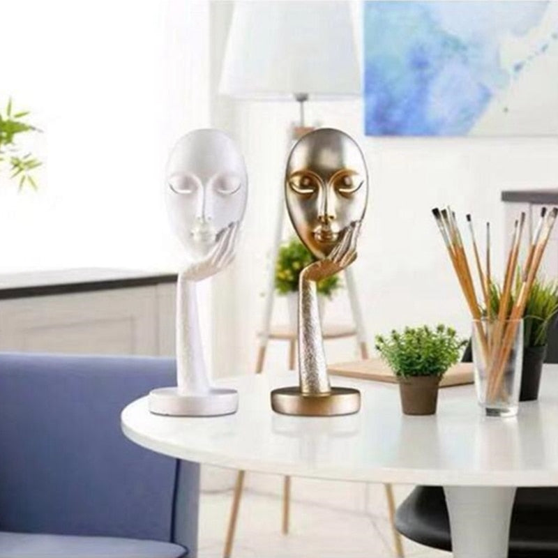 Moderne abstrakt menneskelig ansiktskunststatue | Luvikno