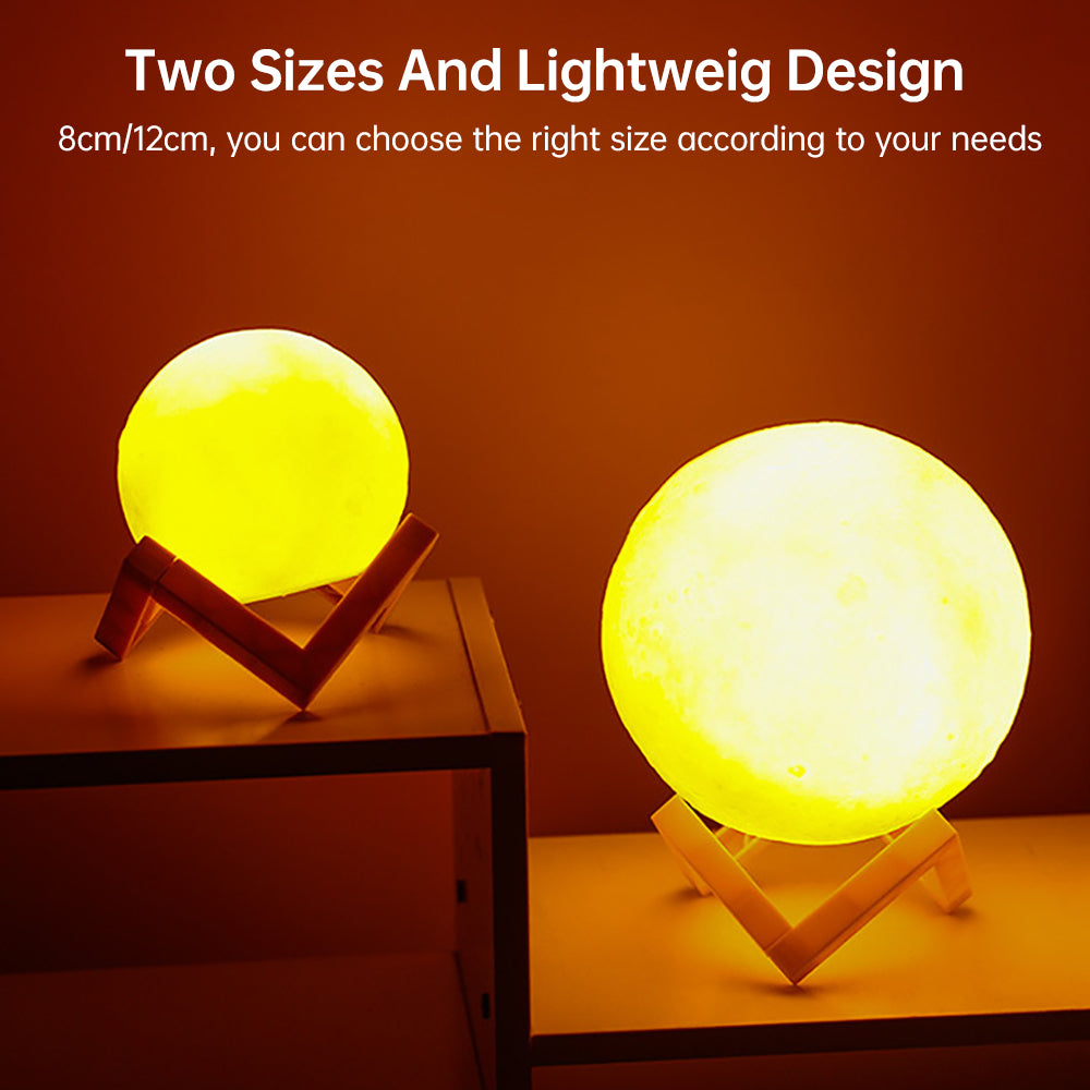 3D Light Touch Switch Oppladbar Måne Nattlampe | Luvikno