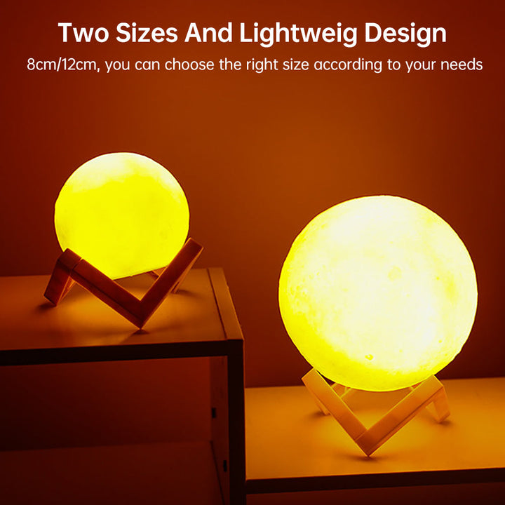 3D Light Touch Switch Oppladbar Måne Nattlampe | Luvikno