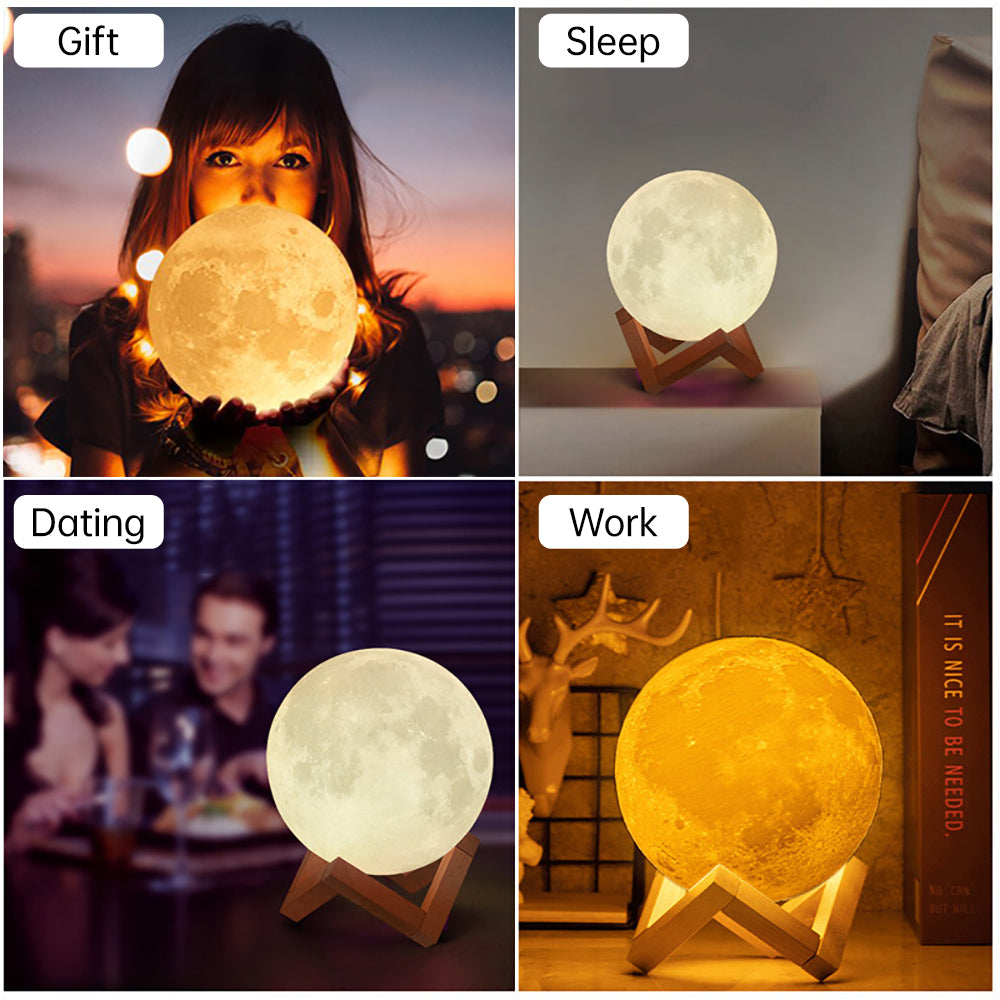 3D Light Touch Switch Oppladbar Måne Nattlampe | Luvikno