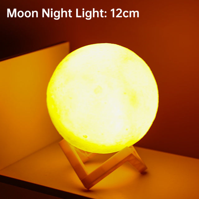 3D Light Touch Switch Oppladbar Måne Nattlampe | Luvikno
