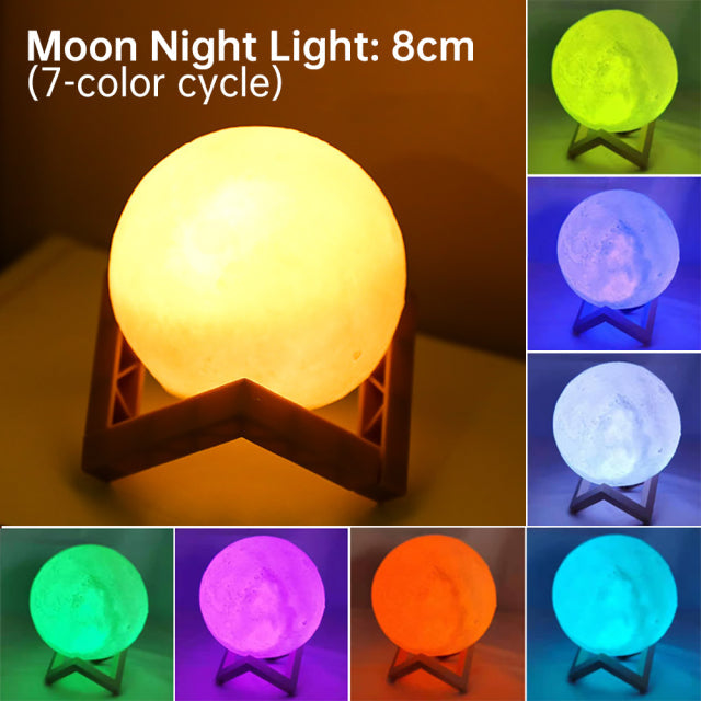 3D Light Touch Switch Oppladbar Måne Nattlampe | Luvikno