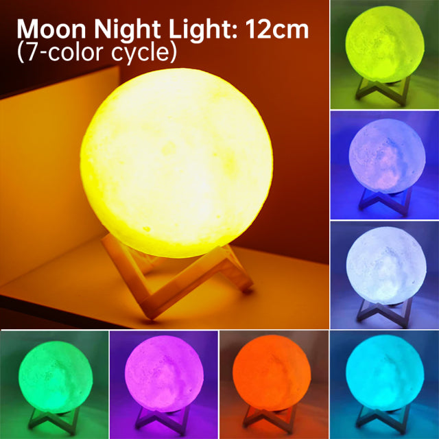 3D Light Touch Switch Oppladbar Måne Nattlampe | Luvikno