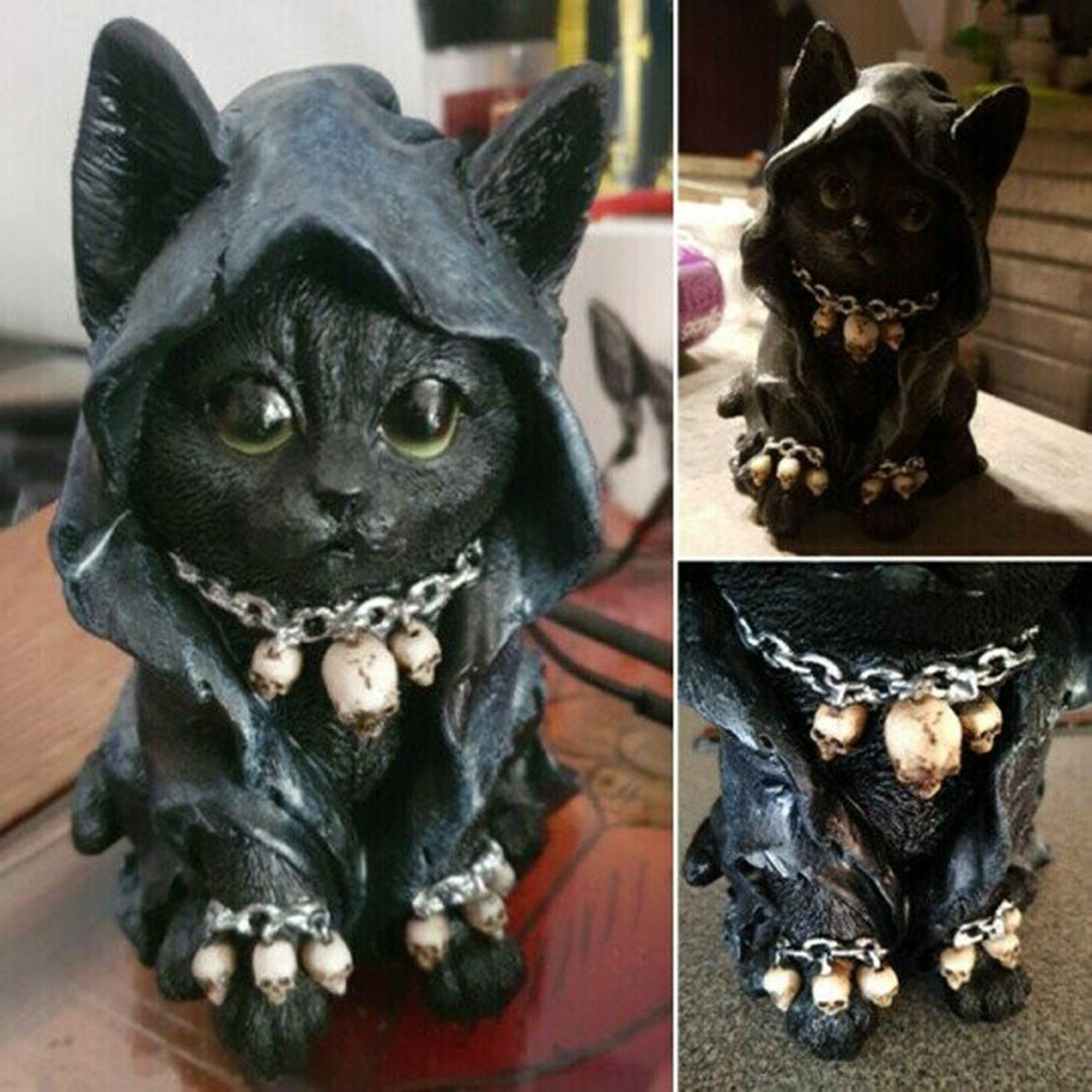 Harz Svart Katt Statue Dekor | Luvikno